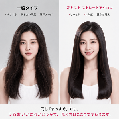 【ミズハ公式】ウルミスト Pro+ 冷ミストストレートアイロン｜熱と一緒にうるおいを届ける、2WAYヘアアイロン ストレート＆カール